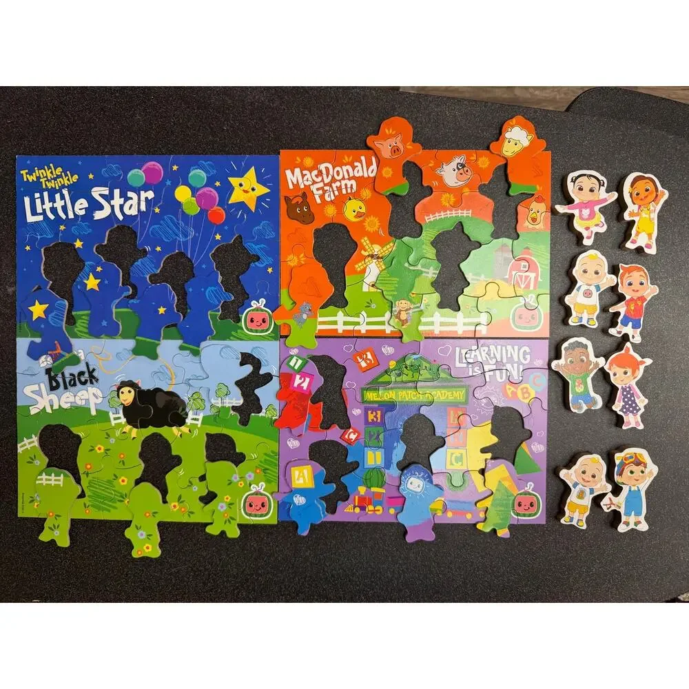 Cocomelon Set of 4 Puzzles by Moonbug Wooden Jigsaw Pre-school Age